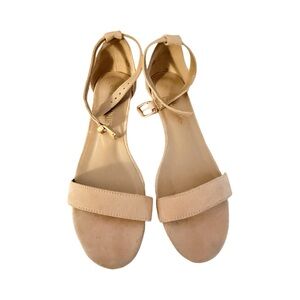 Nude low wedge heel Sandals with ankle strap